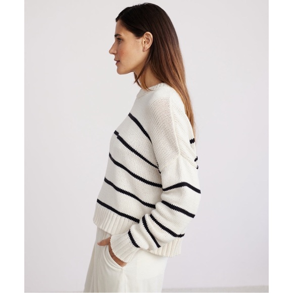 Jenni Kayne Cream and Black Striped Crewneck Sweater - Picture 12 of 15